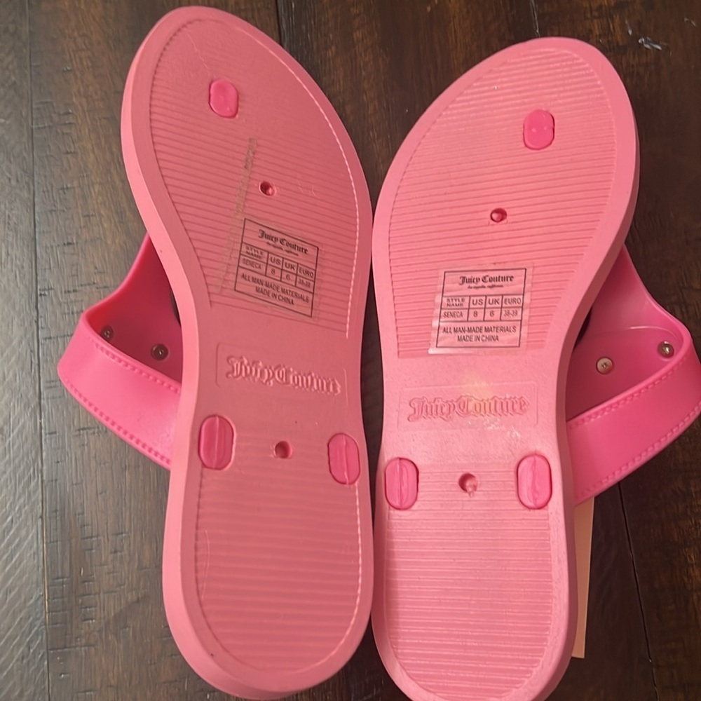 Excellent Condition Juicy Couture Pink Logo Thong Sandals - Picture 4 of 5